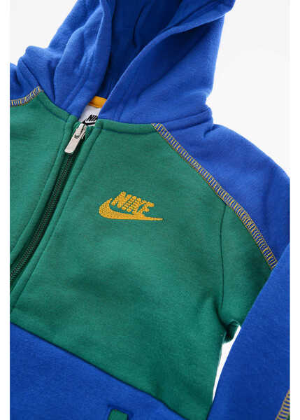 Hanorace Nike Brushed Cotton Hooded Sweatshirt With Zip Closure Blue Baieti (BM 9358454) 2