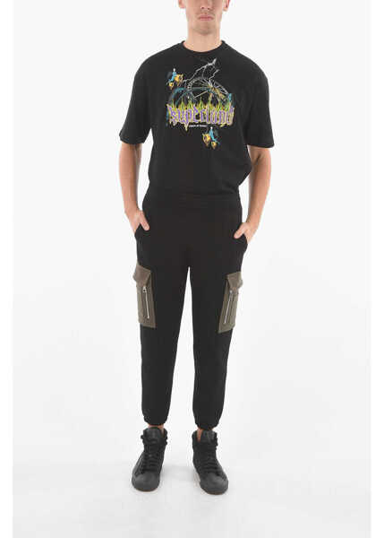 Pantaloni de trening Neil Barrett Low Waist Skinny Fit Cargo Joggers Black Barbati (BM 9361616) 4