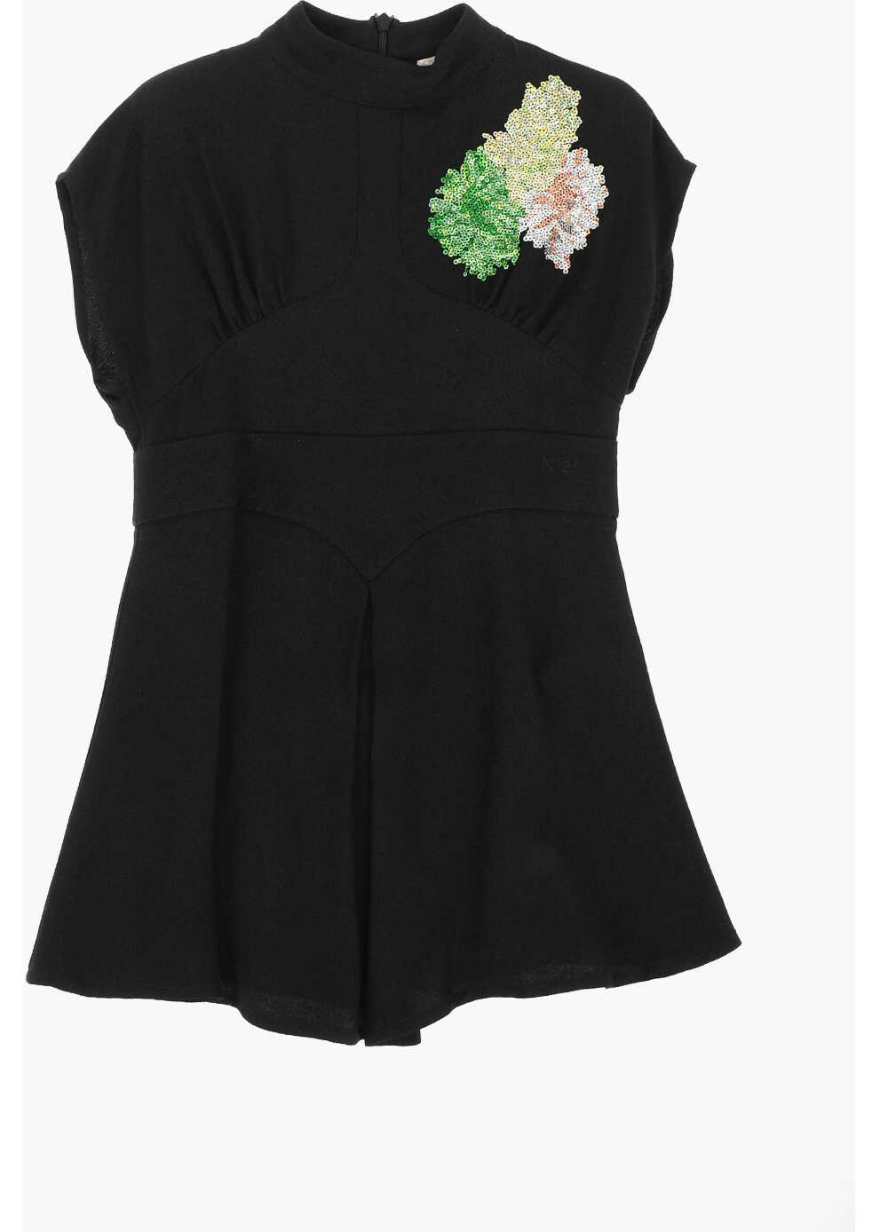 N°21 Kids Sleeveless Flared Dress With Sequin Detail Black