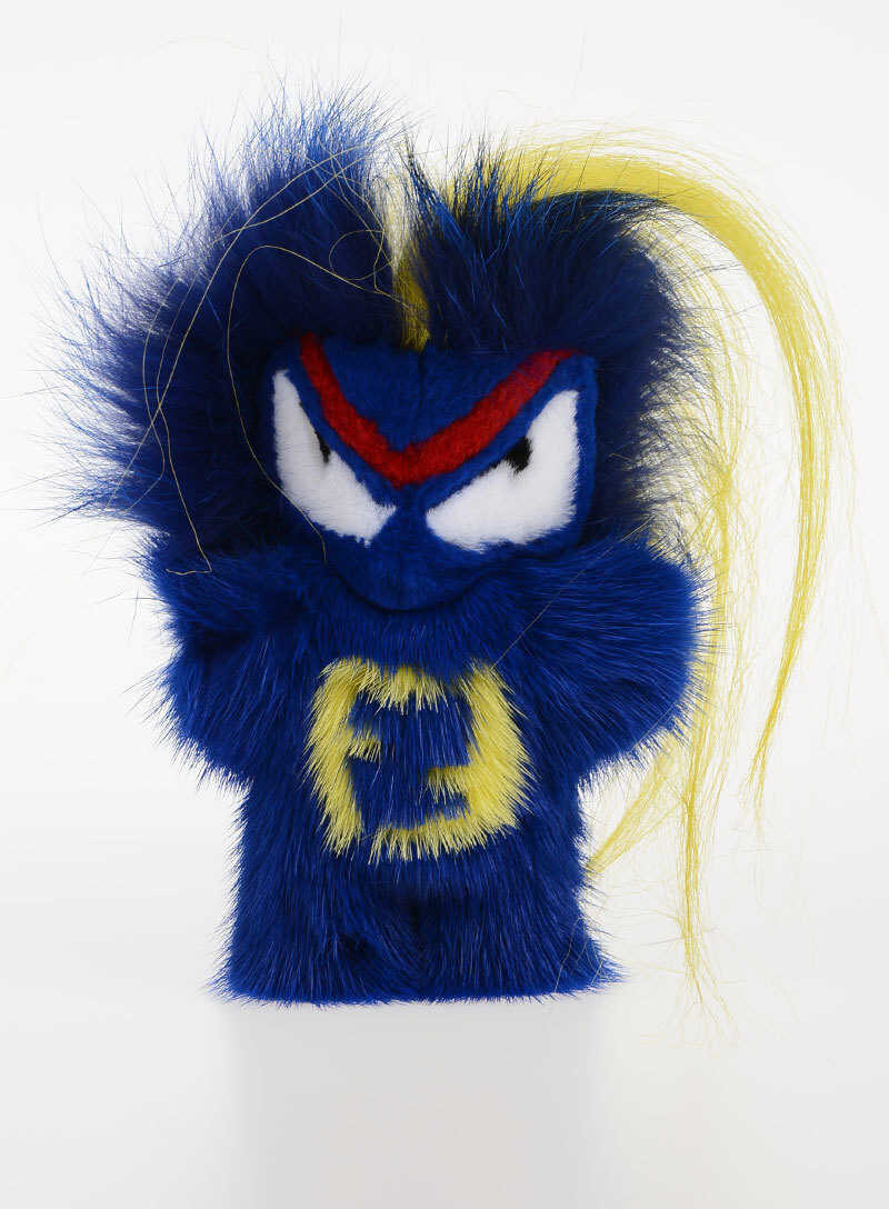 Fendi Real Fur Fendirumi Keyring Blue