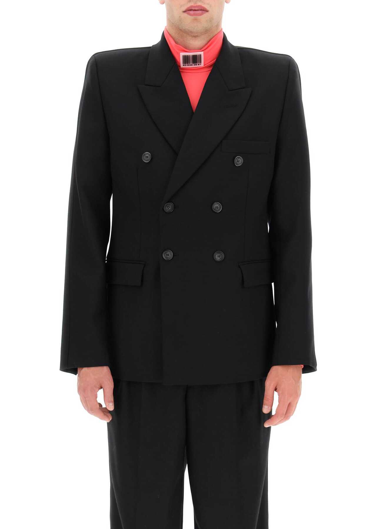 VTMNTS Double-Breasted Stretch Wool Blazer BLACK b-mall.ro