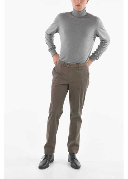 Pantaloni casual CORNELIANI Id Cotton Stretch Mid-Rise Malga Chino Pants Brown Barbati (BM 9390239) 4