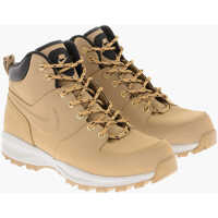Ghete Solid Color Leather Manoa Combat Boots With Track Sole Barbati