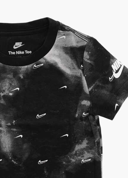 Tricouri Nike All Over Printed Monogram Acid Wash Effect Swoosh Crew-Neck Black Baieti (BM 9394619) 2