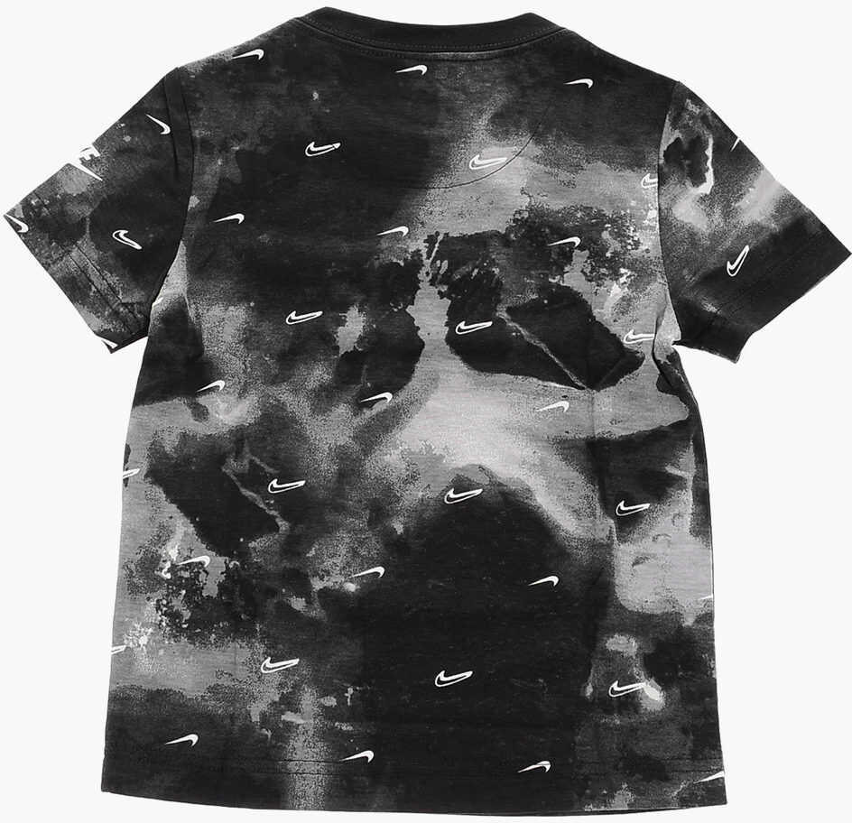 Tricouri Nike All Over Printed Monogram Acid Wash Effect Swoosh Crew-Neck Black Baieti (BM 9394619) 3