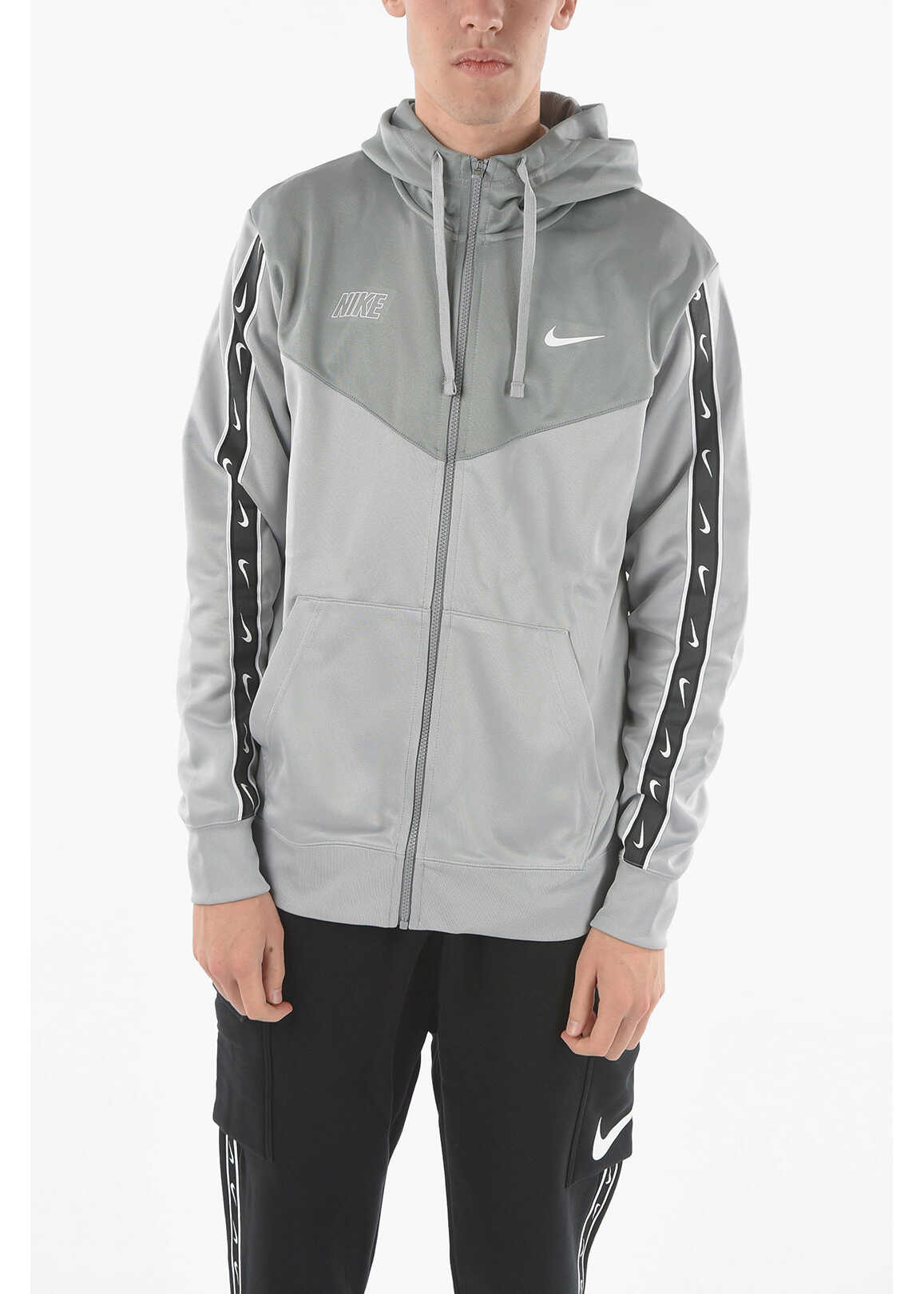 Nike Logoed Side Band Sweatshirt With Zip Closure Gray