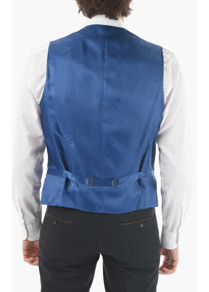 Veste costum CORNELIANI Wool 4 Buttons Academy Waistcoat With Martingale Blue Barbati (BM 9397586) 2