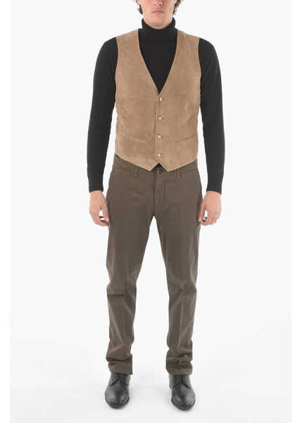 Geci de piele CORNELIANI Id V-Neck Suede Vest Beige Barbati (BM 9397754) 4