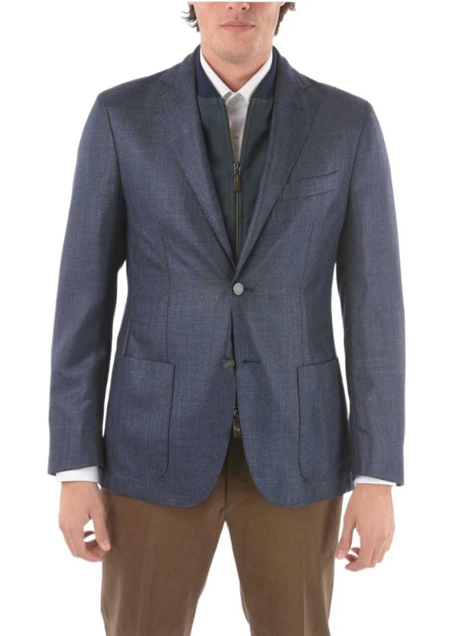 CORNELIANI Id Solid Color Blazer With Removable Chest Piece Blue !Solid
