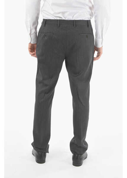 Pantaloni eleganti CORNELIANI Barleycorn Wool Leader Jetted Pocket No Hem Trousers Gray Barbati (BM 9397970) 2