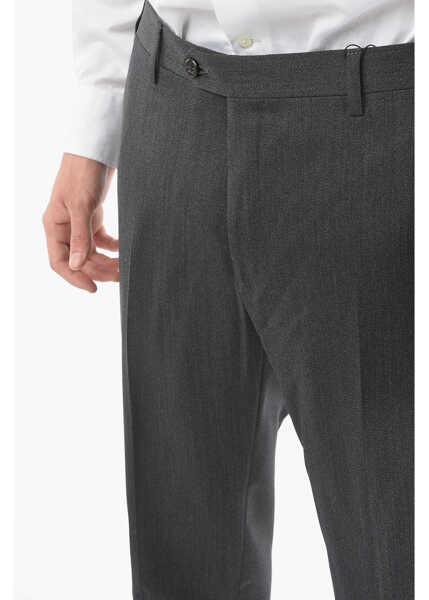 Pantaloni eleganti CORNELIANI Barleycorn Wool Leader Jetted Pocket No Hem Trousers Gray Barbati (BM 9397970) 3