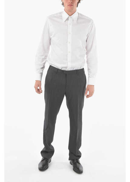Pantaloni eleganti CORNELIANI Barleycorn Wool Leader Jetted Pocket No Hem Trousers Gray Barbati (BM 9397970) 4