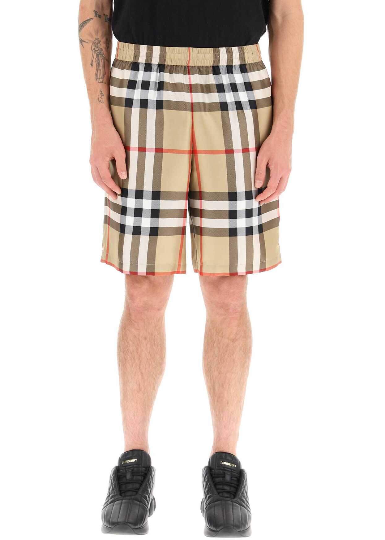 Burberry \'Bradeston\' Tartan Silk Bermuda Shorts ARCHIVE BEIGE IP CHK