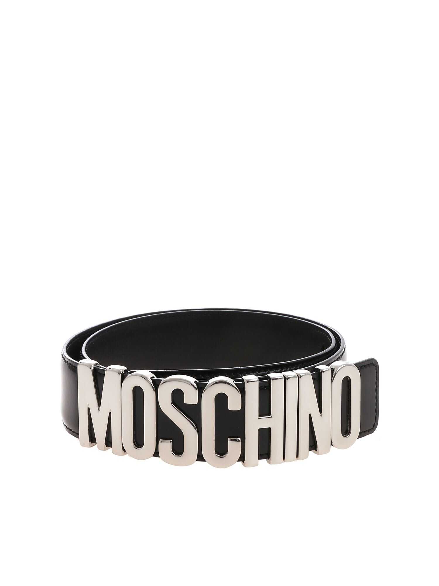 Moschino Metallic Letter Belt NERO ARGENTO