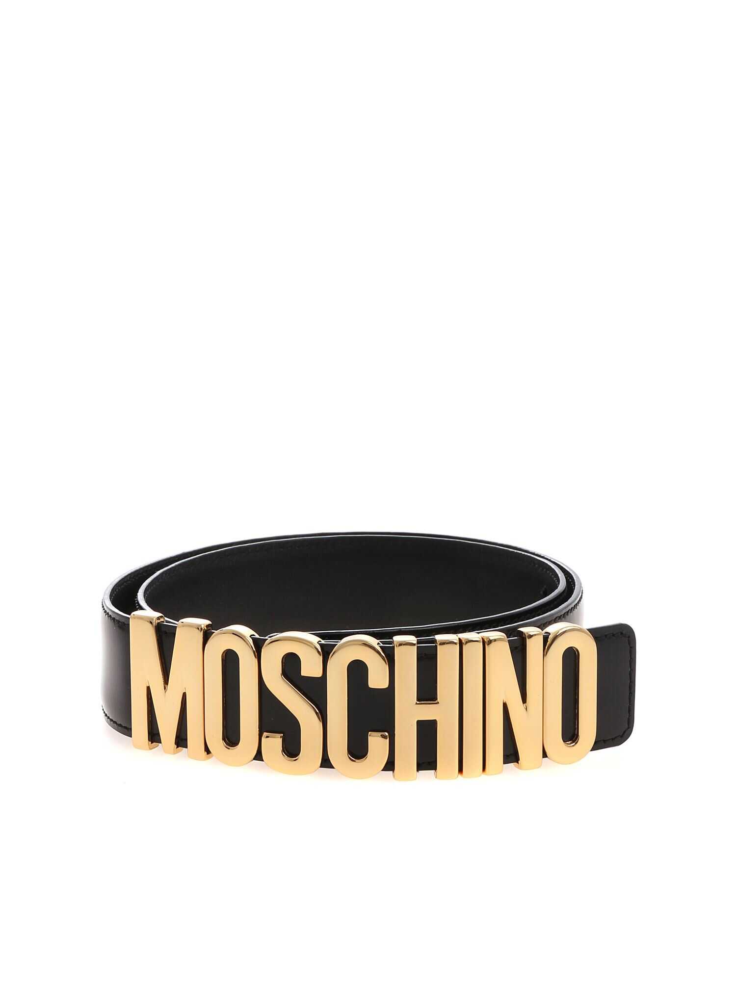 Moschino Metallic Letter Belt NERO ORO