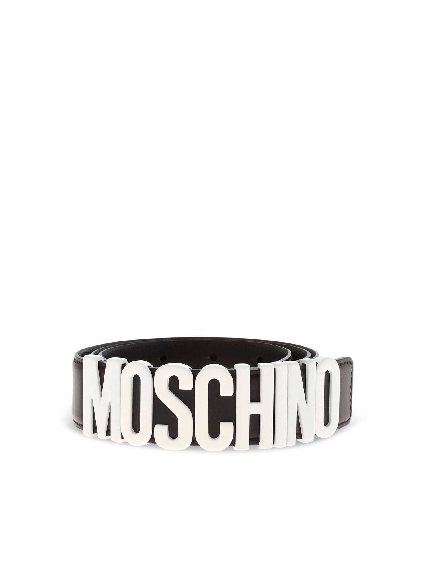 Moschino Metallic Letter Belt Seasonal NERO