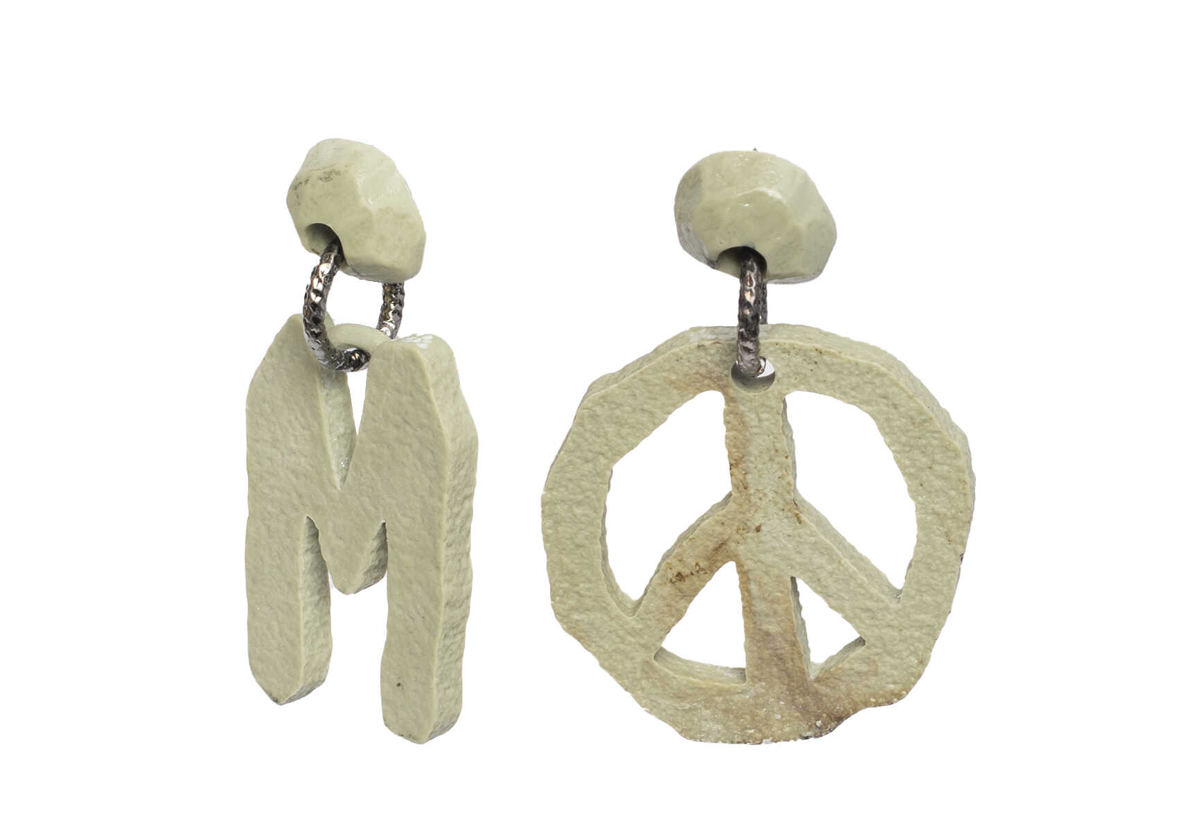 Moschino Carved Stone Earrings GRIGIO