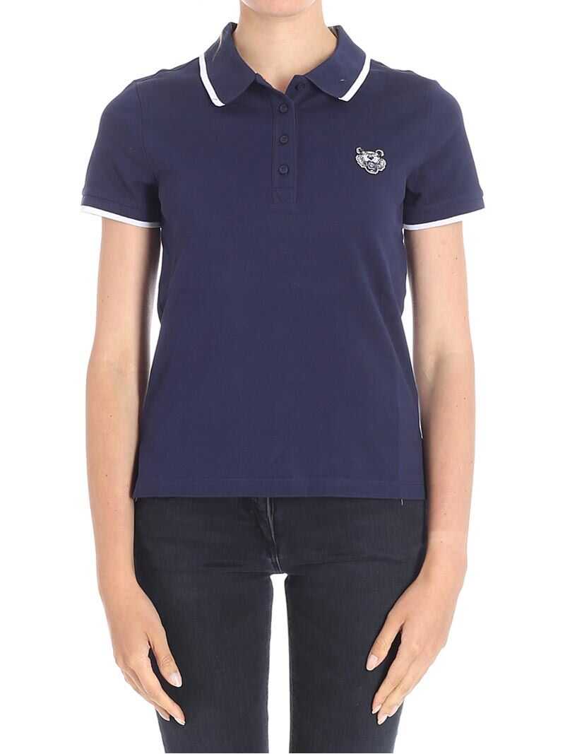 Kenzo Tiger Crest Bottoned Polo BLU