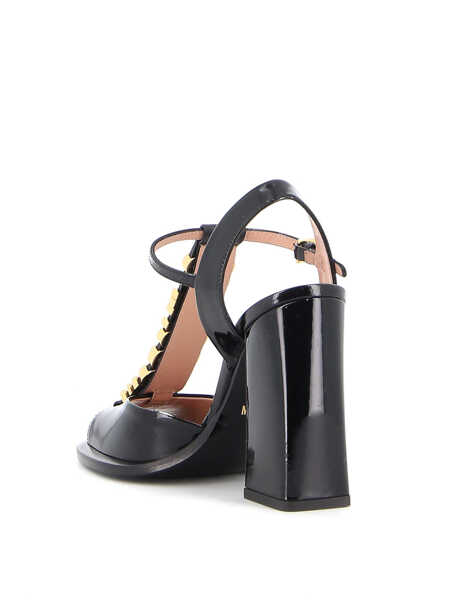 Sandale cu toc Moschino Vertical Metallic Letters Sandal NERO ORO Femei (BM 9406271) 5