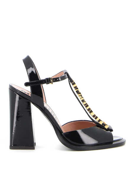 Sandale cu toc Moschino Vertical Metallic Letters Sandal NERO ORO Femei (BM 9406271) 1