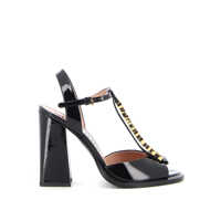 Sandale cu toc Vertical Metallic Letters Sandal Femei