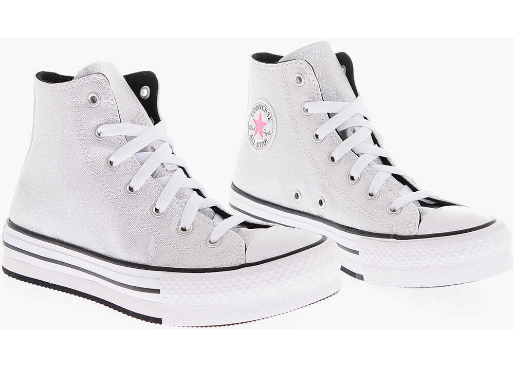 Converse All Star Chuck Taylor Glittered High-Top Sneakers Silver