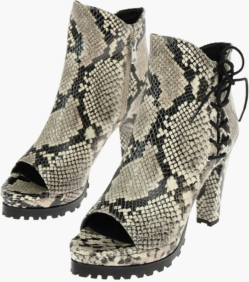 Poze AllSaints 10Cm Reptile Effect Leather Michela Ankle Boots With Braided Multicolor