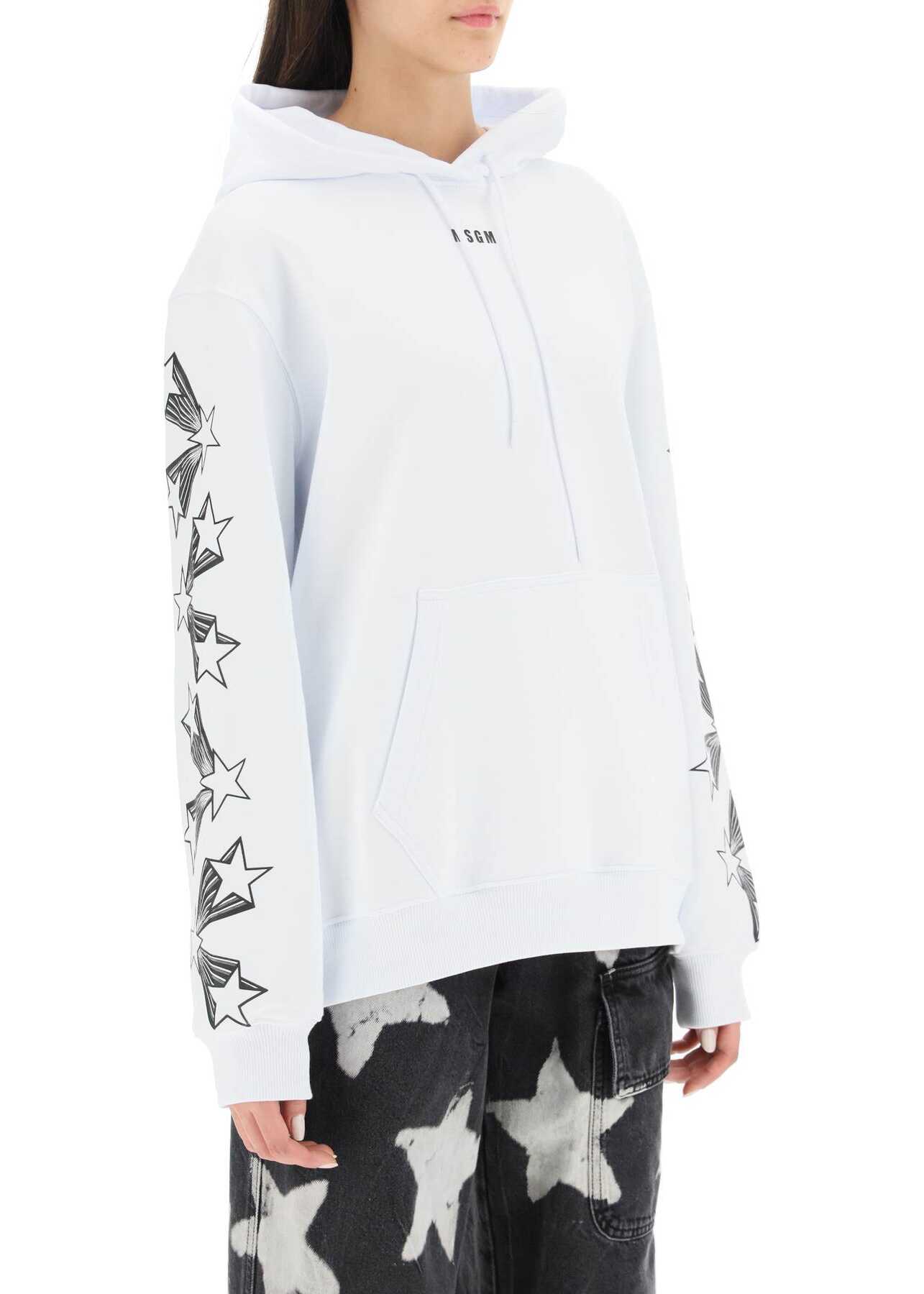 MSGM Shooting Stars Hoodie BIANCO