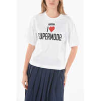 Tricouri Crewneck I Love Supermodel T-Shirt With Debossed Lettering Femei