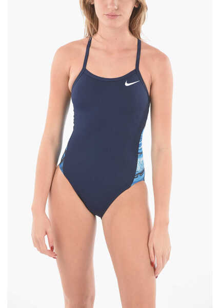 Costume de baie intregi Nike Swim One-Piece Racerback Swimsuit With Patterned Side Detail Blue Femei (BM 9409130) 1