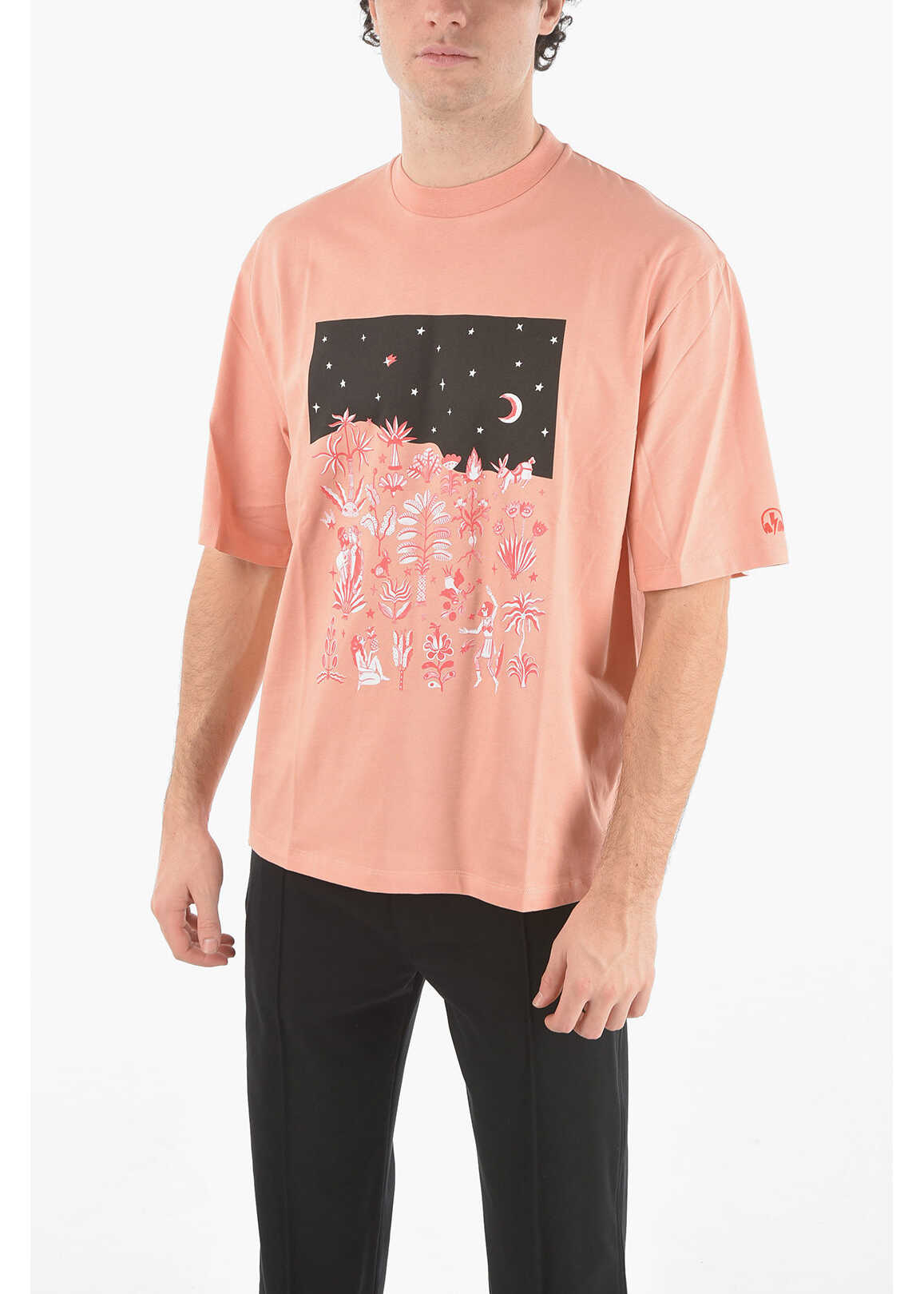 Neil Barrett Printed Dancing In The Moonlight Easy Fit T-Shirt Pink