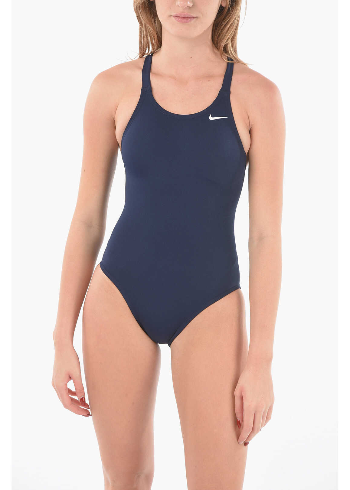 Nike Swim Solid Olor One Piece Swimsuit With Contrasting Inner Blue
