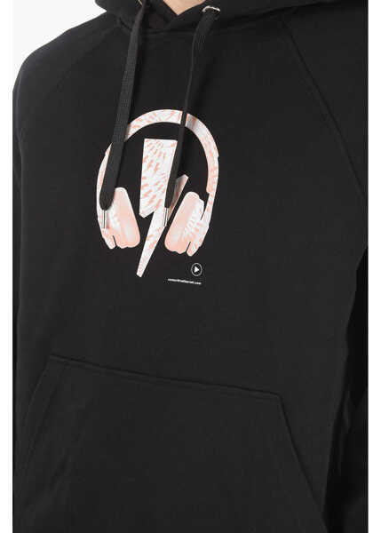 Bluze de trening Neil Barrett Printed Logo D.j. Bolt Hoodie Black Barbati (BM 9409931) 3