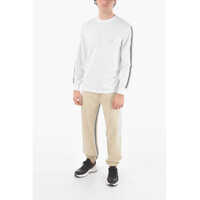 Tricouri Neil Barrett pentru Barbati - Tricouri Neil Barrett Long-Sleeved Music Bolt Varsity Contrasting Band T-Shirt White Barbati (BM 9410426) - B-mall.ro