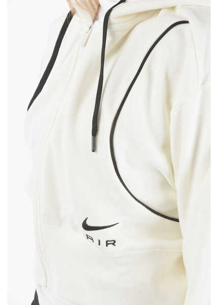 Hanorace Nike Zip Closure Cropped Sweatshirt With Hood White Femei (BM 9410441) 3