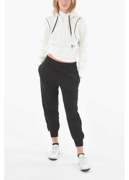 Hanorace Nike Zip Closure Cropped Sweatshirt With Hood White Femei (BM 9410441) 4