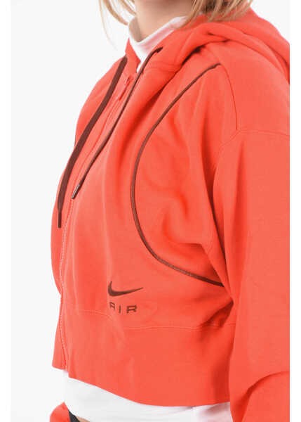 Hanorace Nike Zip Closure Cropped Sweatshirt With Hood Orange Femei (BM 9410669) 3