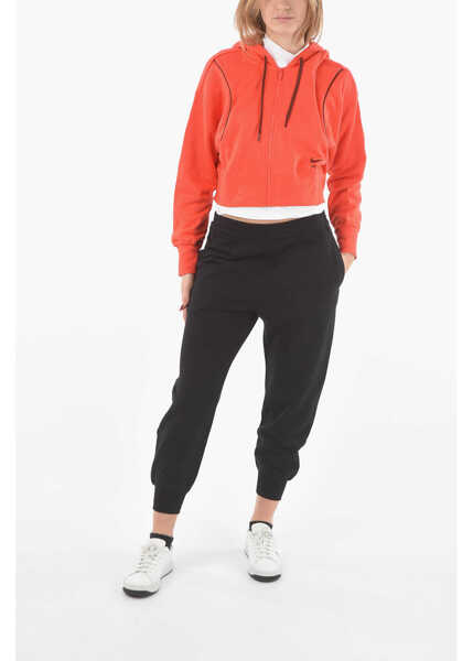 Hanorace Nike Zip Closure Cropped Sweatshirt With Hood Orange Femei (BM 9410669) 4