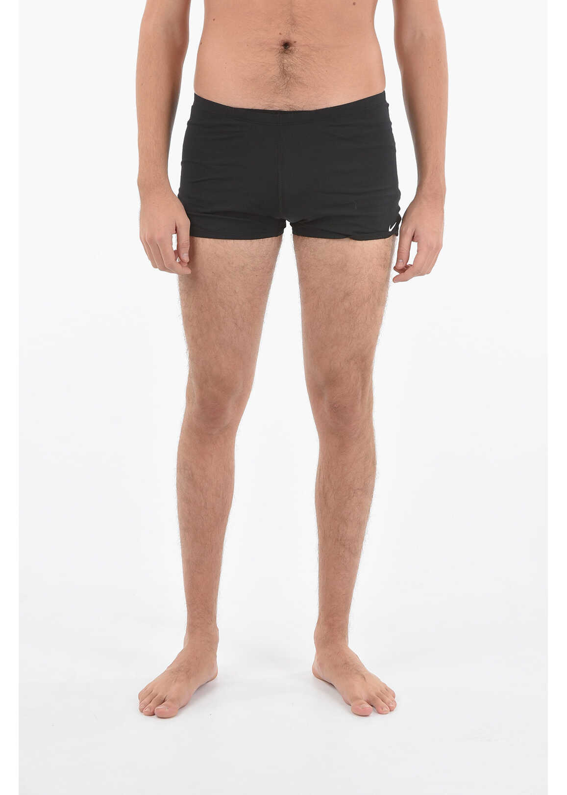 Nike Swim Solid Color Square Leg Shorts Swimsuit With Drawstring Black