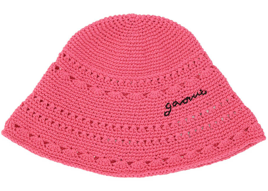 Poze Ganni Crochet Bucket Hat SHOCKING PINK
