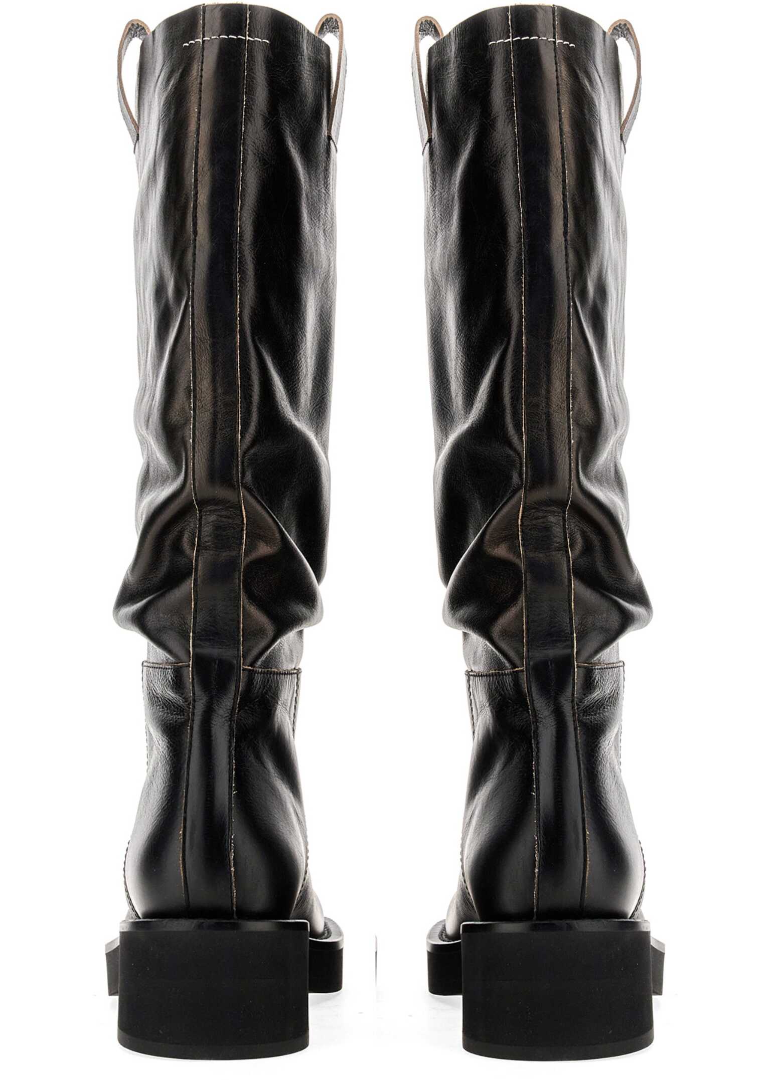 MM6 Maison Margiela Leather Boot BLACK