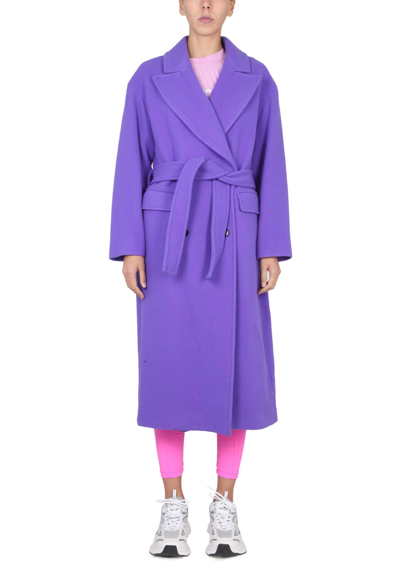 MSGM Double-Breasted Coat PURPLE