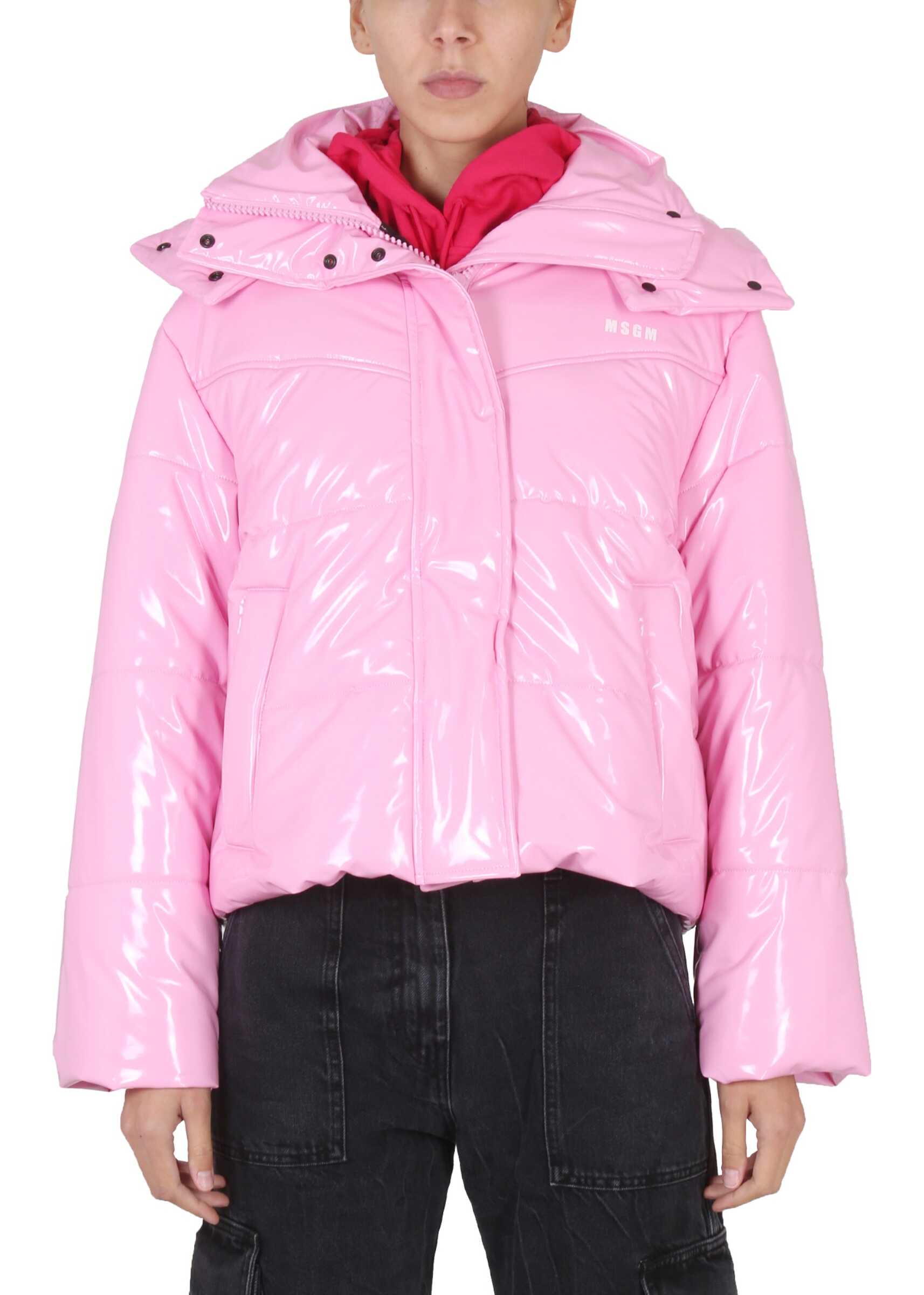 MSGM Down Jacket With Hood PINK