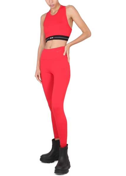 Pantaloni casual MSGM Leggings With Logo RED Femei (BM 9415382) 2