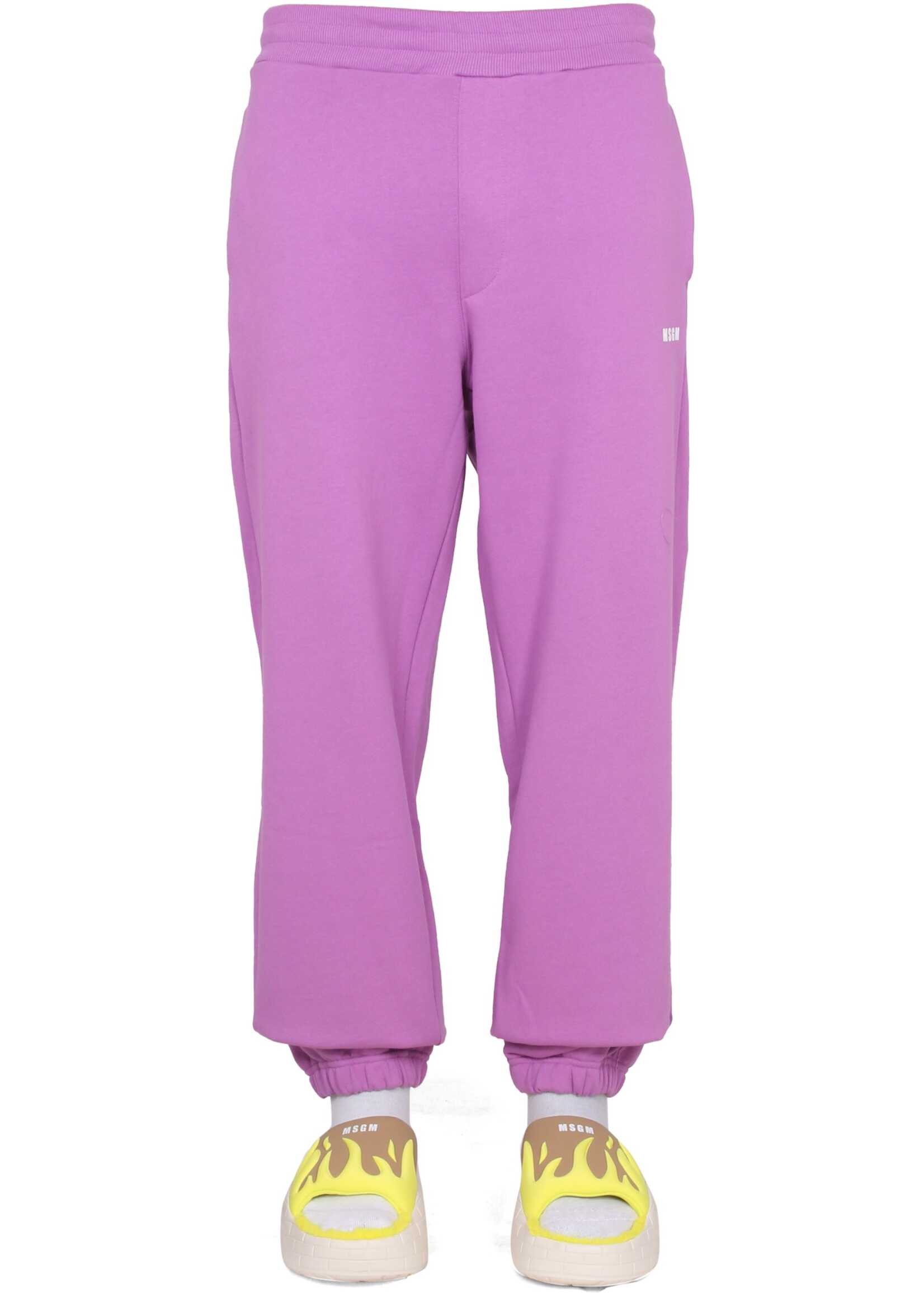 MSGM Jogging Pants With Logo LILAC