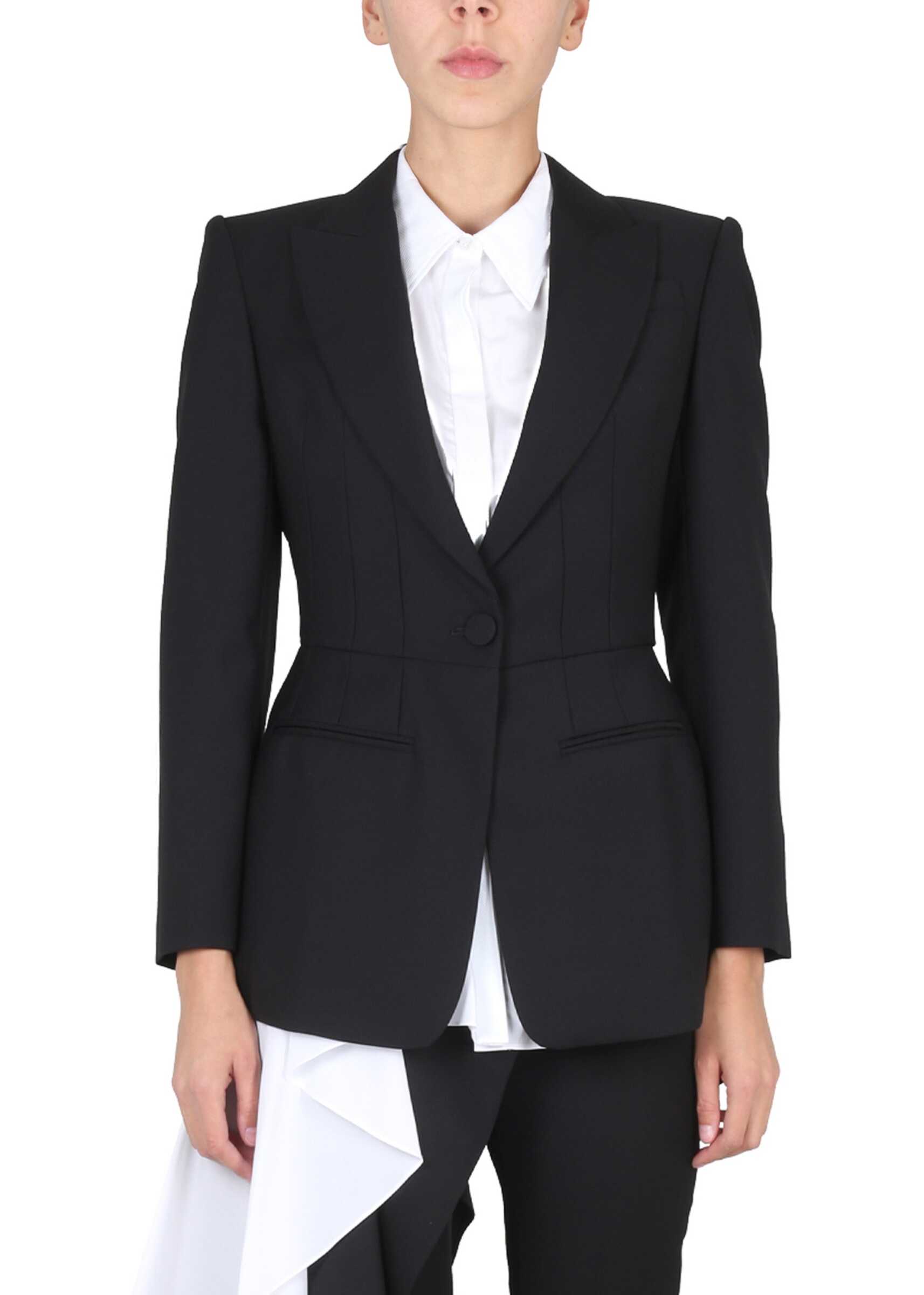 Alexander McQueen Single-Breasted Jacket With Pleats BLACK