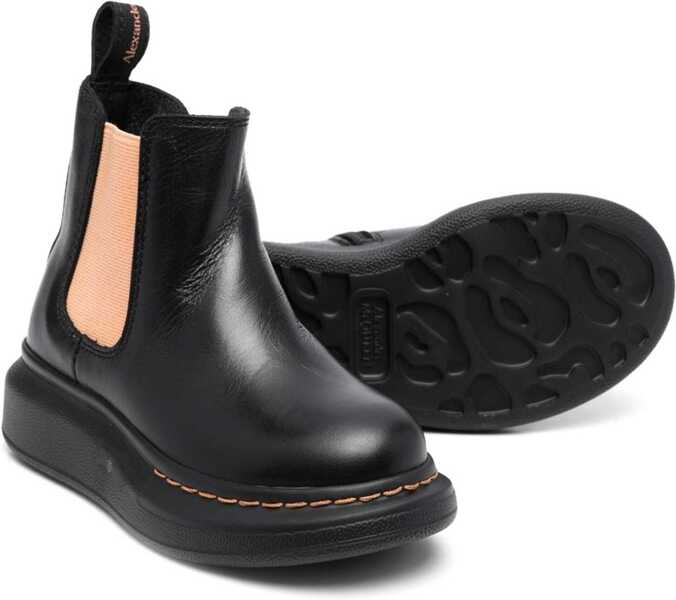 Ghete Alexander McQueen Ankle Boot With Contrasting Elastic On The Side BLACK Baieti (BM 9415898) 2