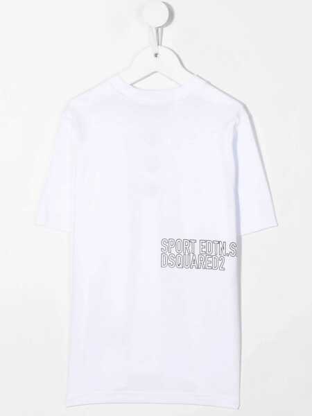 Tricouri DSQUARED2 T-Shirt Logo On The Back And Front Leaves WHITE Baieti (BM 9416033) 2