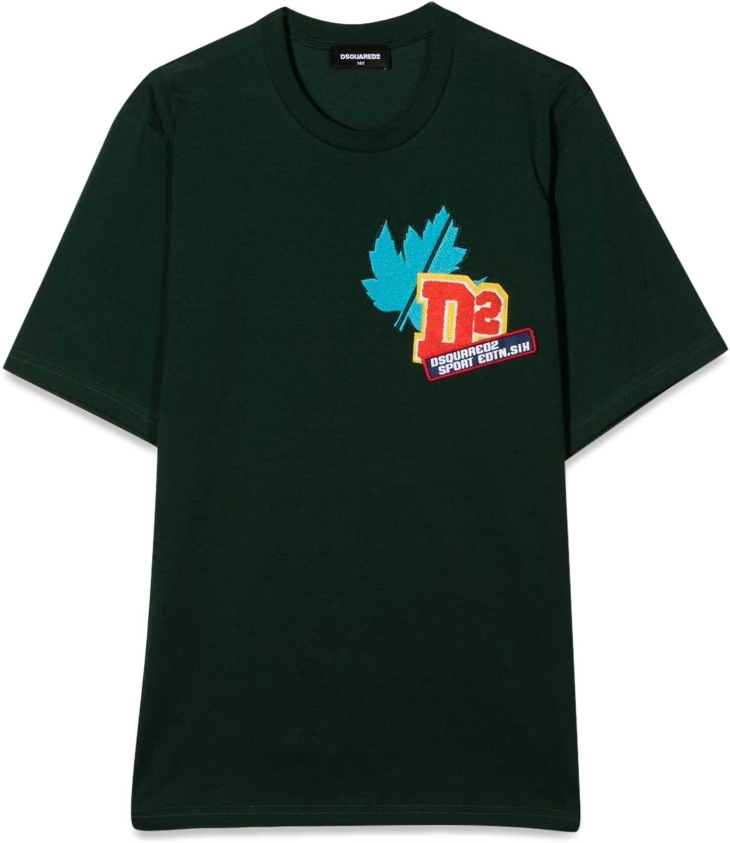 DSQUARED2 T-Shirt With Front Applied Patch GREEN