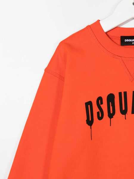 Hanorace DSQUARED2 Sweatshirt Crewneck Front Logo ORANGE Fete (BM 9416120) 3